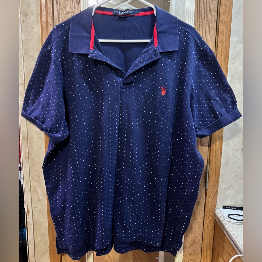 U.S. Polo Assn. Navy Blue Polka Dot Polo Shirt | Short Sleeve | 2XL